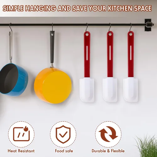 Vista 3 de Juego de 3 espátulas de silicona de alta temperatura resistentes al calor, espátula de silicona comercial resistente con mango para cocina, hornear