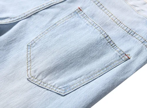 Vista 6 de Baylvn Pantalones de mezclilla para hombre, rasgados, desgastados, rectos, ajustados, casuales, a la moda