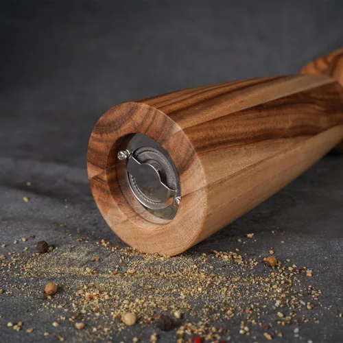Vista 3 de Molinillo de pimienta, molinillo de pimienta con acero inoxidable ajustable, madera de acacia, 20.5 cm/8 pulgadas de altura, diámetro inferior: 6