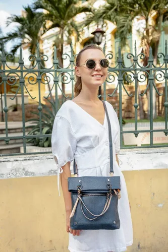 Vista 7 de Sherpani Rebel, bolso cruzado de lona, bolso y bolso de moda, bolso vintage, bolso de mano, bolso cruzado plegable para mujer, indigo, S, Bandolera