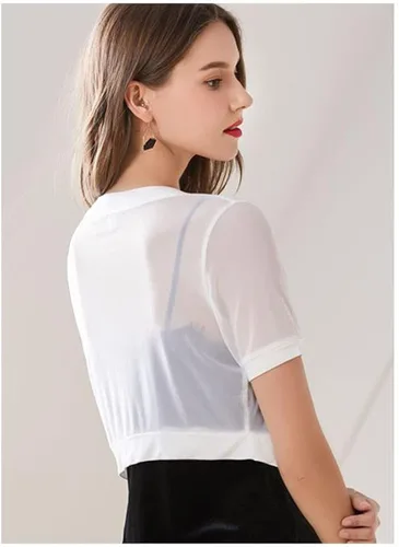 Vista 6 de Malarocoby Chaqueta de gasa para mujer chal de vestir tipo bolero