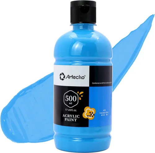 Vista 29 de Artecho Juego de pintura acrílica de 12 colores en envases grandes (500ml/17oz), pintura para manualidades artísticas para suministros de arte