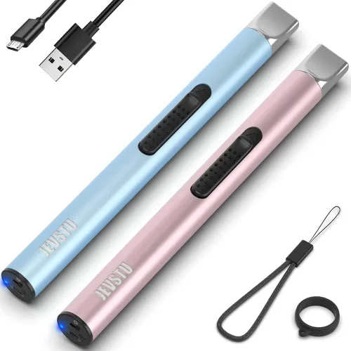 Vista 17 de Encendedor de velas, eléctrico recargable con arco USB, resistente al viento, sin llama, encendedor de plasma de palo largo con cuerda y anillo, sin