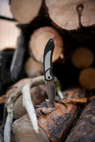 Vista 6 de Old Timer Trail Boss - Cuchillo plegable con gancho intestinal de 8 pulgadas con acero inoxidable de alto carbono, mango de agarre de TPE