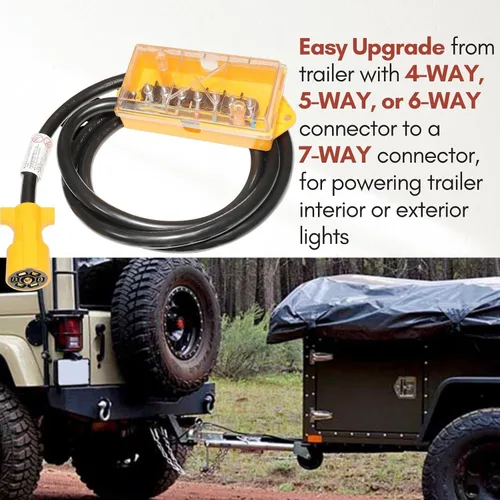 Vista 6 de MECMO Kit completo listo para Jeep Wrangler JL JLU Gladiator JT 4 Flat 7 Pin Full Ready, adaptador de luz de remolque combinado de 4 pines a 4 pines