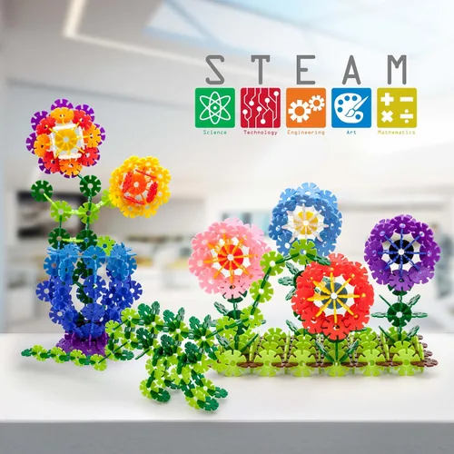 Vista 3 de PicassoTiles Juego de 550 piezas de fichas de construcción entrelazadas con bloques de disco creativos, rompecabezas apilables 3D, aprendizaje STEM