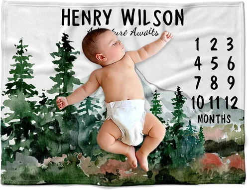 Vista 21 de Manta personalizada de ciervo alpino para bebé, manta personalizada para el cuarto de bebé, manta de vellón suave para la vida silvestre, ropa
