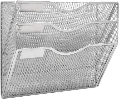 Vista 49 de EASEPRES Organizador de archivos de malla de 3 bolsillos para colgar en la pared, carpeta de papel para correo montada en la pared, organizador