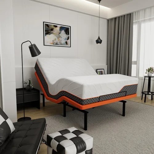 Vista 26 de ESHINE - Base de cama ajustable individual XL con colchón + colchón de espuma viscoelástica de gel de 8 pulgadas (firmeza media), control por