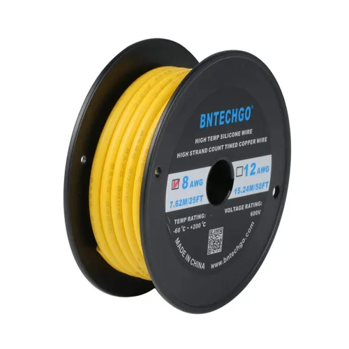 Vista 24 de Bntechgo 8 alambres de silicona suave y flexible, silicona resistente a altas temperaturas, altamente eficiente 8 AWG calibre, 1650 hilos de alambre