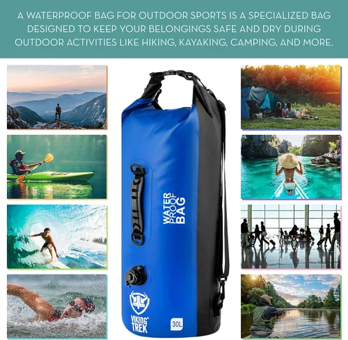 Vista 4 de Bolsa seca impermeable - Saco seco con parte superior enrollable recortada - Compresión seca - Mantiene el equipo seguro y seco para camping