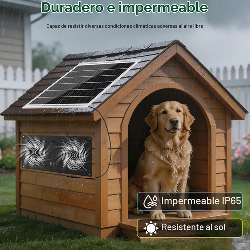 Vista 4 de Ventilador solar de 40 W con batería y temporizador para gallinero