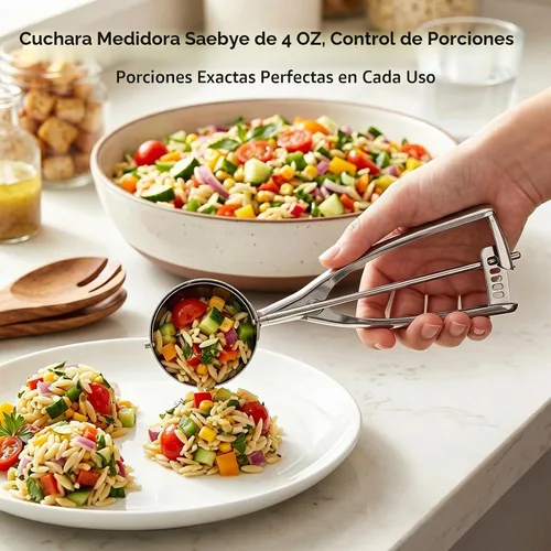 Vista 5 de Saebye Cuchara de 4 onzas, cuchara para galletas #8, cuchara grande para helado con gatillo, cuchara para porciones, cuchara para magdalenas