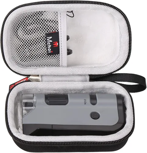 Vista 2 de Carson MicroFlip - Funda rígida para microscopio de bolsillo con luz LED y UV, a prueba de golpes, impermeable, ligera, a prueba de polvo, negro