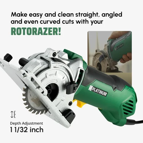 Vista 2 de ROTORAZER SAW Juego de sierras circulares compactas platino – Nuevo modelo para 2026! Extra potente – cortes más profundos. Corte paneles de yeso