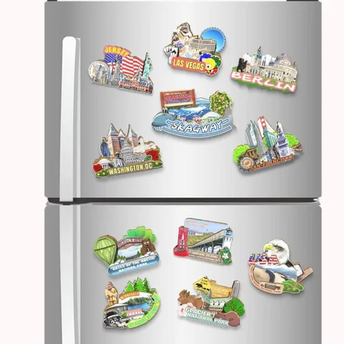 Vista 4 de USA Skagway - Imán para nevera, diseño de madera en 3D, para viajes, recuerdos coleccionables, decoración hecha a mano, 2
