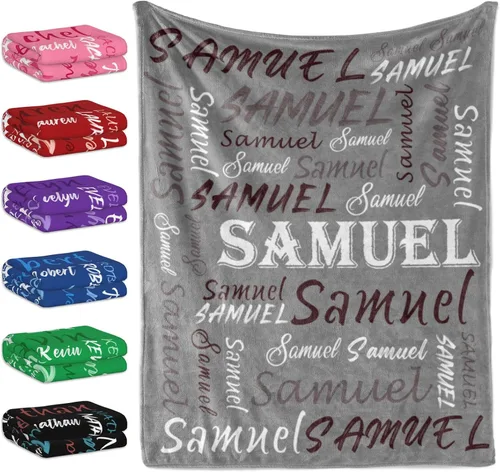 Vista 24 de Manta personalizada con tema negro, manta suave y ligera de franela y forro polar con nombre para hombres, mujeres, niños y niñas - Regalos