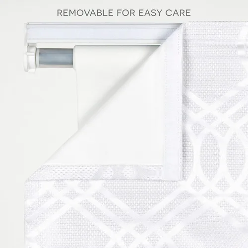 Vista 4 de Exclusive Home Prague Trellis - Persiana romana 100% opaca de 27 x 64 pulgadas, color blanco