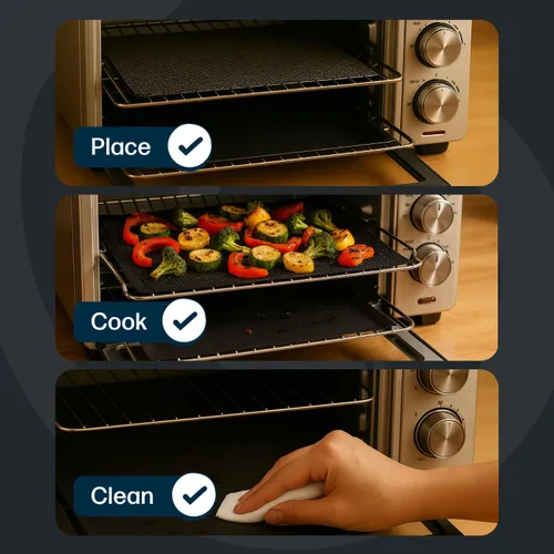 Vista 5 de Cooks Innovations Juego de revestimiento antiadherente y crujiente para horno tostador, obtén alimentos crujientes cada vez, fácil de limpiar, hoja