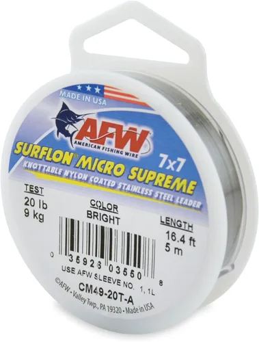Vista 28 de American Fishing Wire Surflon Micro Supreme Nylon recubierto 7x7 de acero inoxidable, líder en alambres anudables para pesca en agua salada, pesca