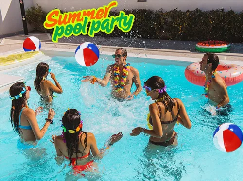 Vista 3 de The Dreidel Company Pelotas de playa patrióticas inflables con diseño de bandera de Estados Unidos para fiesta de piscina, cumpleaños, juguete