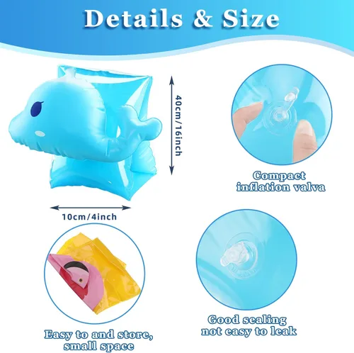 Vista 4 de Skylety 8 flotadores inflables de natación para niños, mangas flotantes, anillos flotantes para brazos de natación para niños y niñas