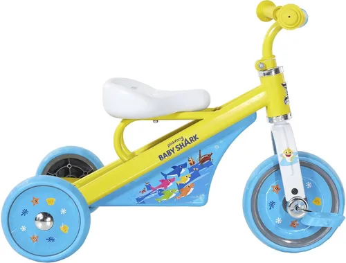 Vista 6 de Dynacraft Triciciclo Baby Shark para niños, diseño divertido y colorido, resistente y seguro, perfecto para niños pequeños que aprenden a montar