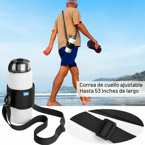 Vista 3 de Xxerciz Soporte para botella de agua con correa ajustable para el hombro, universal para botella para caminar, senderismo, camping