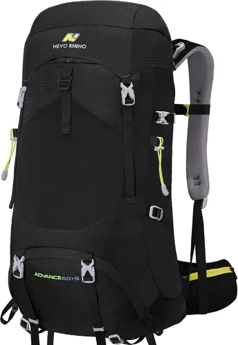 Vista 10 de N NEVO RHINO - Mochila de senderismo con marco interno 50, 60, 65, 70 y 80 L, mochila impermeable para escalar, camping, con cubierta de lluvia