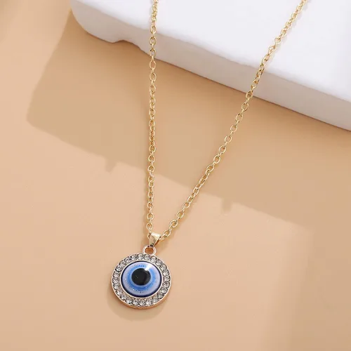 Vista 4 de YienDoo Collar con colgante de cristal de ojo turco con dije de ojo de talismán azul gótico, collar de protección contra el mal de ojo, collar
