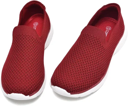 Vista 7 de Zuwoigo Zapatos de senderismo para mujer, cómodos, sin cordones, informales, transpirables, para entrenamiento, gimnasio, trabajo, tenis