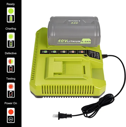 Vista 3 de CHAUNVEN Cargador de 40 V para Ryobi, OP401 Batería de iones de litio de 40 voltios Cargador dual para batería OP4015 OP4026 OP4030 OP4040 OP4050