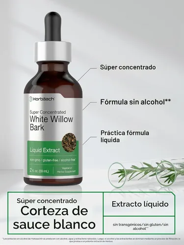 Vista 4 de Horbäach Tintura de extracto de corteza de sauce blanco 2 onzas líquidas