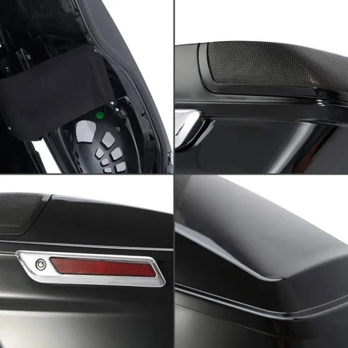 Vista 7 de TCT-MOTORPARTS Alforjas extendidas estiradas de 4 pulgadas con sistema LED de guardabarros trasero con lente roja para Harley Touring CVO Road King