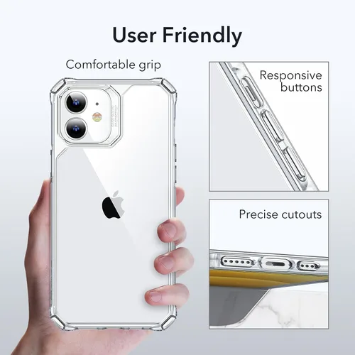 Vista 7 de ESR Funda para iPhone 12/iPhone 12 Pro, protección de grado militar, esquinas de protección de aire a prueba de golpes, parte trasera resistente al