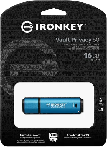 Vista 3 de Kingston IronKey Vault Privacy 50 16GB USB cifrado
