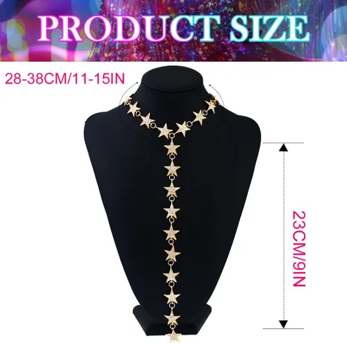 Vista 6 de Nicute Collar con diamantes de imitación en Y, collar largo de estrella, gargantilla de cristal brillante, cadena para mujer