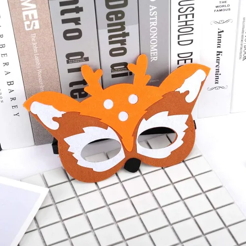 Vista 8 de ShaggyDogz 30 piezas de máscaras de animales de fieltro para niños, suministros para fiestas temáticas de la jungla..