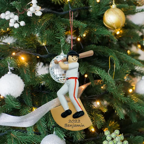 Vista 5 de Adornos navideños de béisbol personalizados