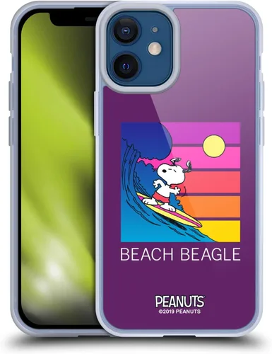 Vista 91 de Head Case Designs Funda de gel suave con licencia oficial de Peanuts Tropical Surf Snoopy Aloha Disco compatible con Apple iPhone 13 Mini Surf