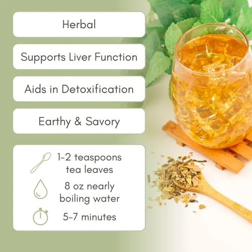 Vista 2 de Té orgánico de hojas sueltas de limpieza hepática - Bolsa de 2 oz (aproximadamente 30 porciones) Full Leaf Tea Co.