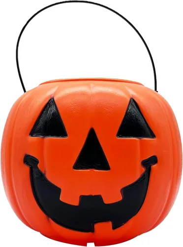 Vista 3 de Balde de caramelos con forma de Calabaza de Halloween. Verde