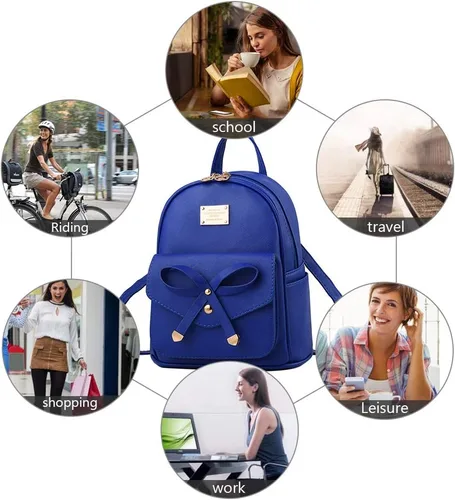 Vista 5 de Bonita mochila de piel con lazo para mujer