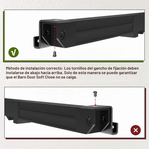 Vista 7 de 2 piezas de mecanismo de cierre suave para puerta de granero, amortiguador buffer de resorte, versión mejorada sin agujeros, herrajes para puertas