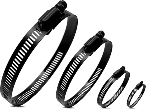 Vista 12 de BOTTEN 15 piezas Abrazadera de manguera negra, 1-1/3" - 2-1/4" (33-57mm) Abrazaderas de manguera de acero inoxidable 304, juego de surtido
