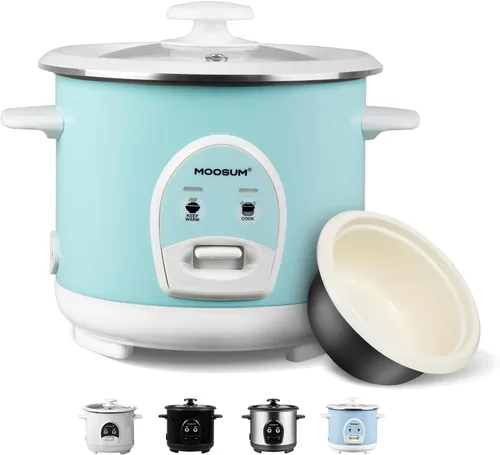 Vista 7 de Arrocera de 3 Tazas de Arroz Crudo Pequeña, Olla Interior de Acero Inoxidable No Tóxica, Multifunción de Un Toque para Arroz/Salteado/Yogur, Apta