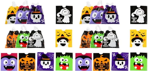 Vista 8 de CCINEE 48 bolsas de golosinas de Halloween con cordón, bolsas de dulces para regalo de fiesta de Halloween