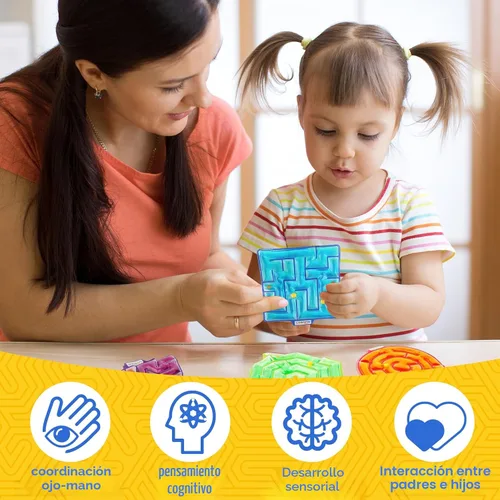 Vista 3 de Juguetes Esponjosos Sensoriales para Inquietos para Niños: Pack de 4 Juguetes Sensoriales Laberinto para Autismo - Juguetes para Inquietos con Goma
