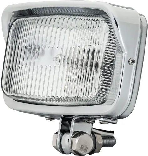 Lámpara delantera vintage para motocicleta de 16.5 cm x 8.9 cm, faro LED frontal mejorado, visor cuadrado cromado, montaje inferior - Ajuste