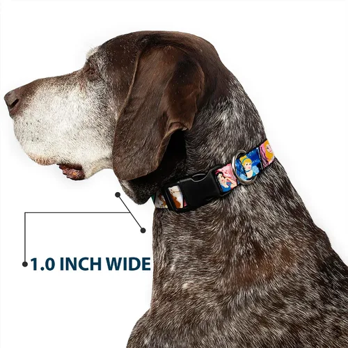 Vista 6 de Buckle-Down Collar de clip de plástico, poses de princesa de Disney, bloques de castillo, 1 pulgada de ancho, se adapta a cuello de 9 a 15 pulgadas